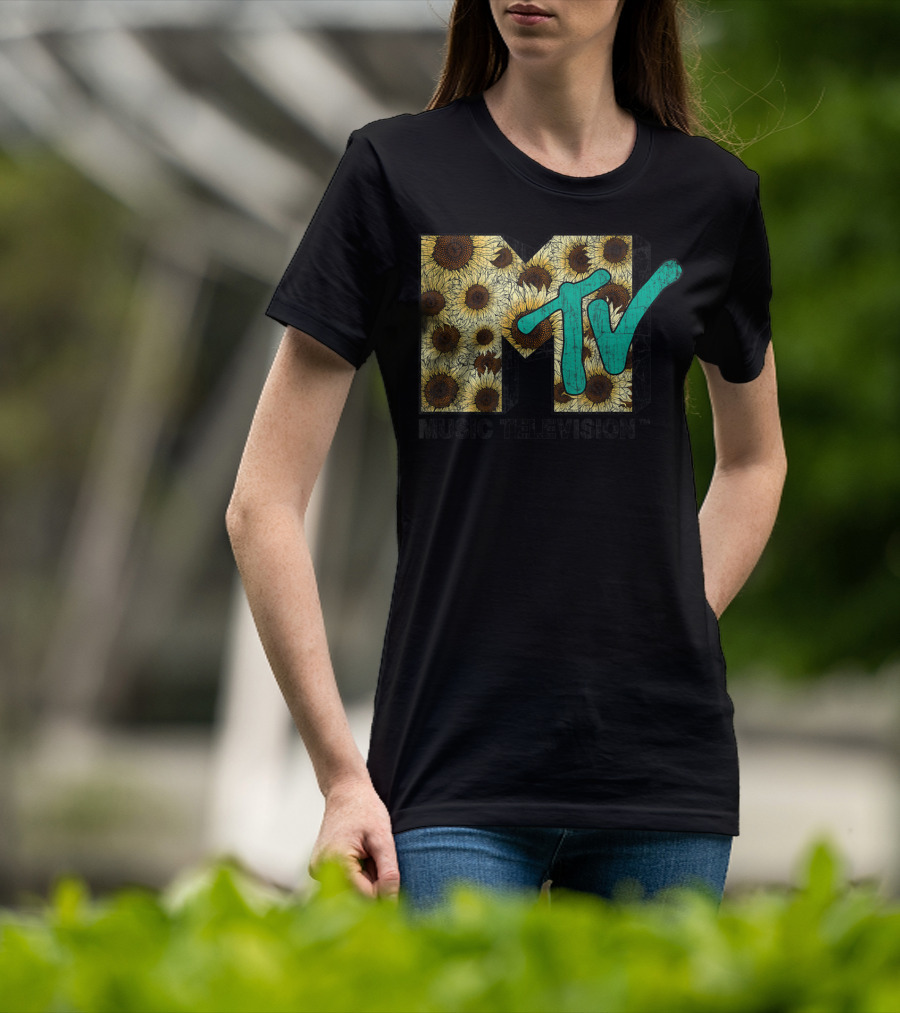 MTV Music Television Distressed Vintage Sunflower T-Shirt