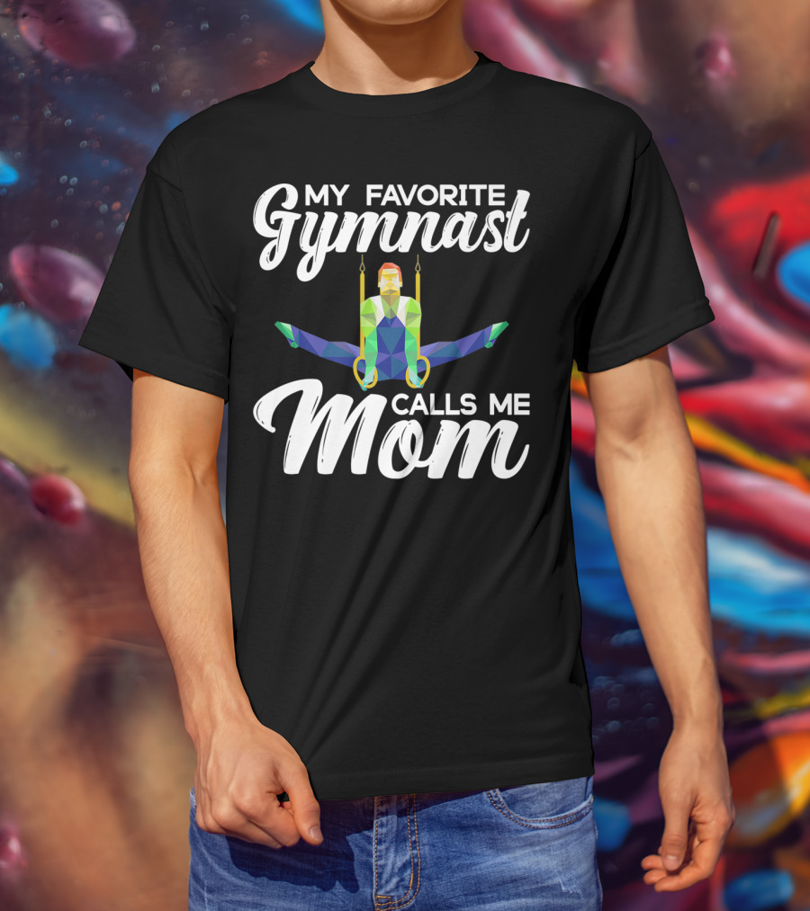 My Favorite Gymnast Calls Me Mom Geometric Rings T-Shirt