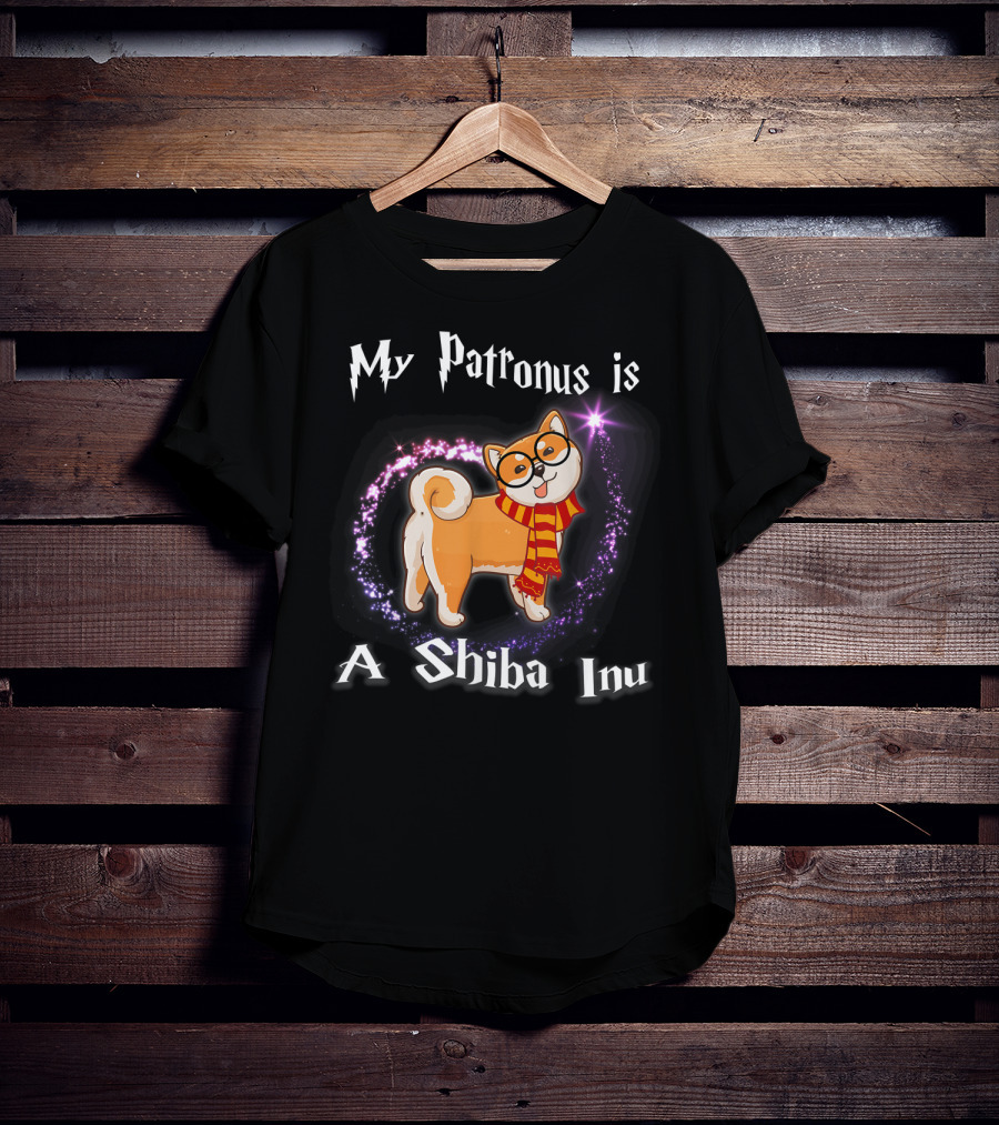 My Patronus Is A Shiba Inu Dog Lovers Magic Circle Scarf Glasses T-Shirt