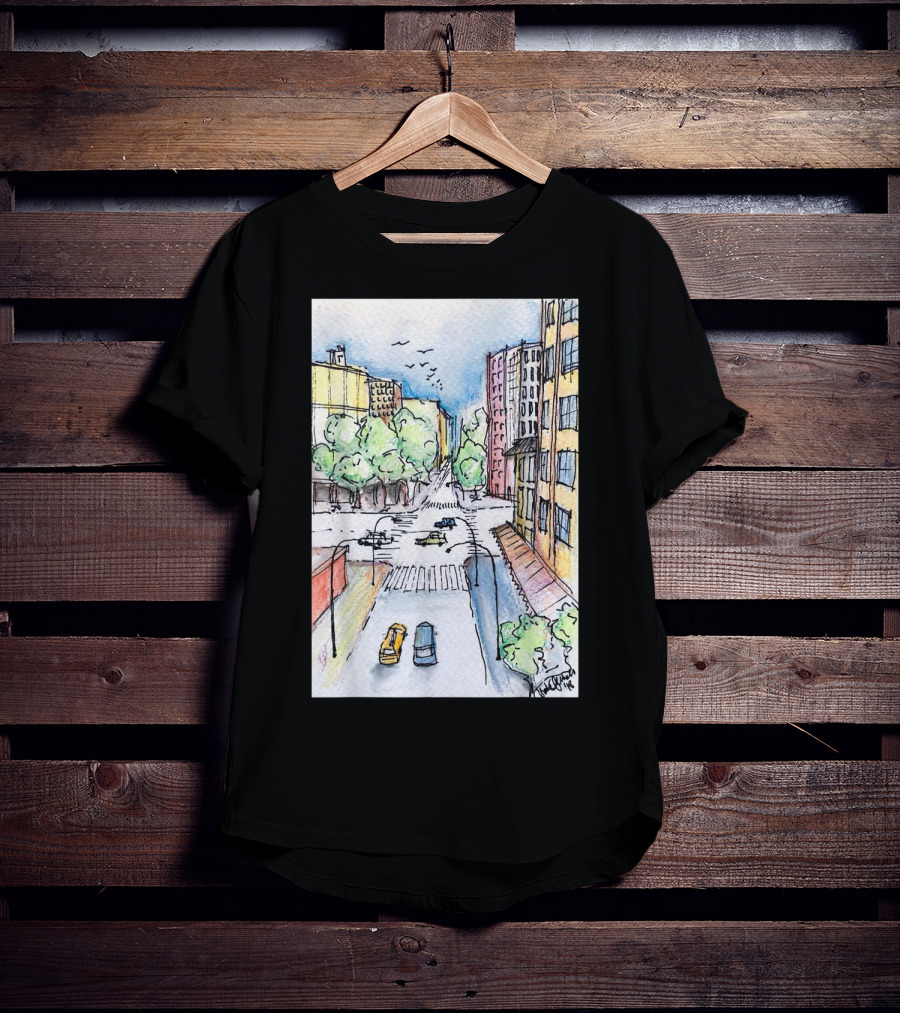 New York City Urban Street View From The Highline With Cars And Buildings T-Shirt