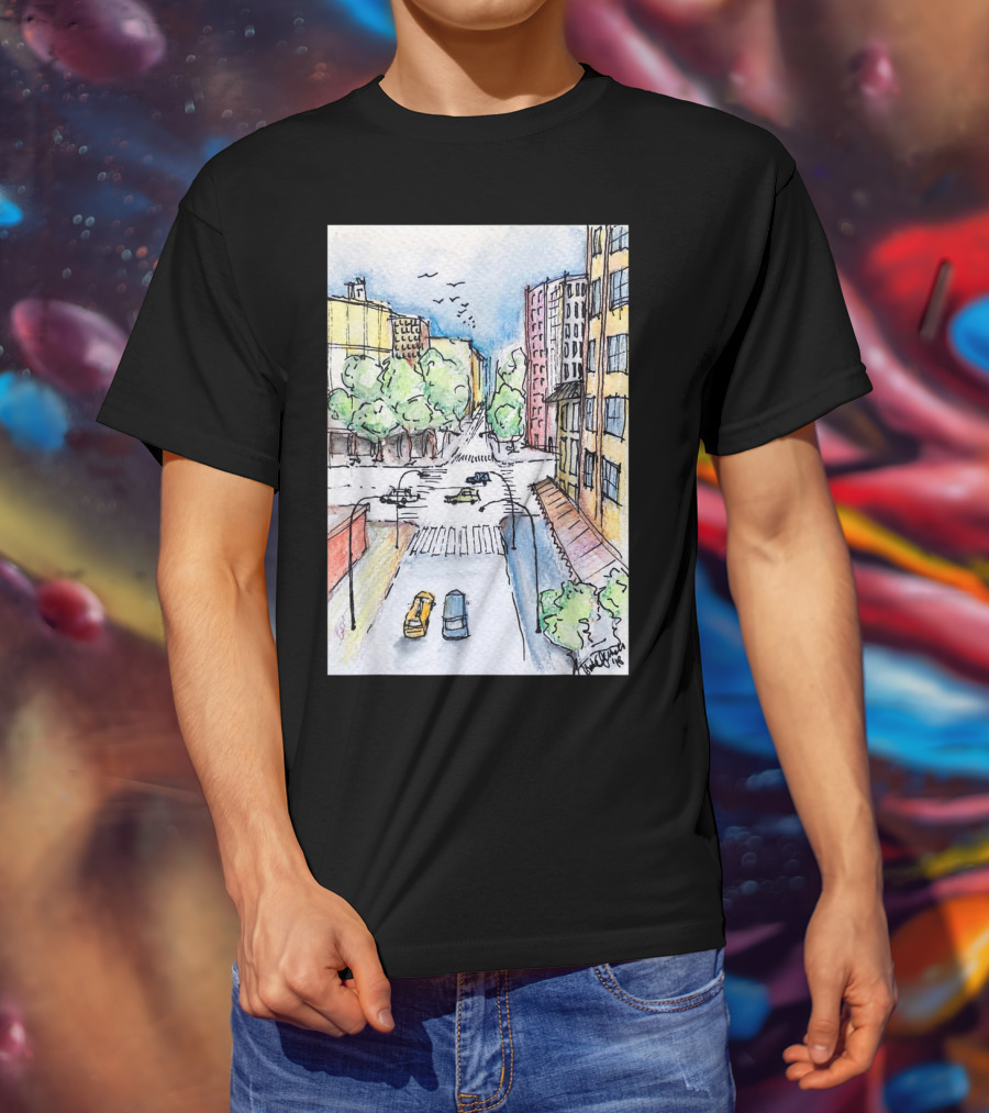 New York City Urban Street View From The Highline With Cars And Buildings T-Shirt