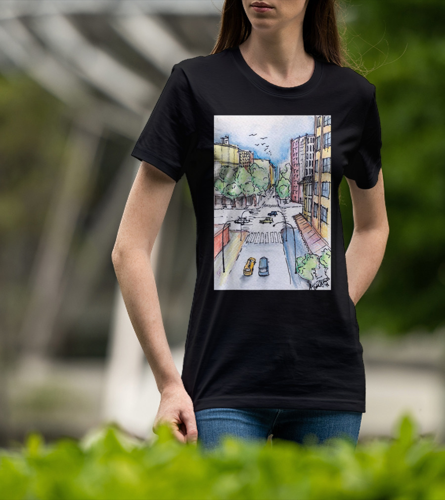New York City Urban Street View From The Highline With Cars And Buildings T-Shirt