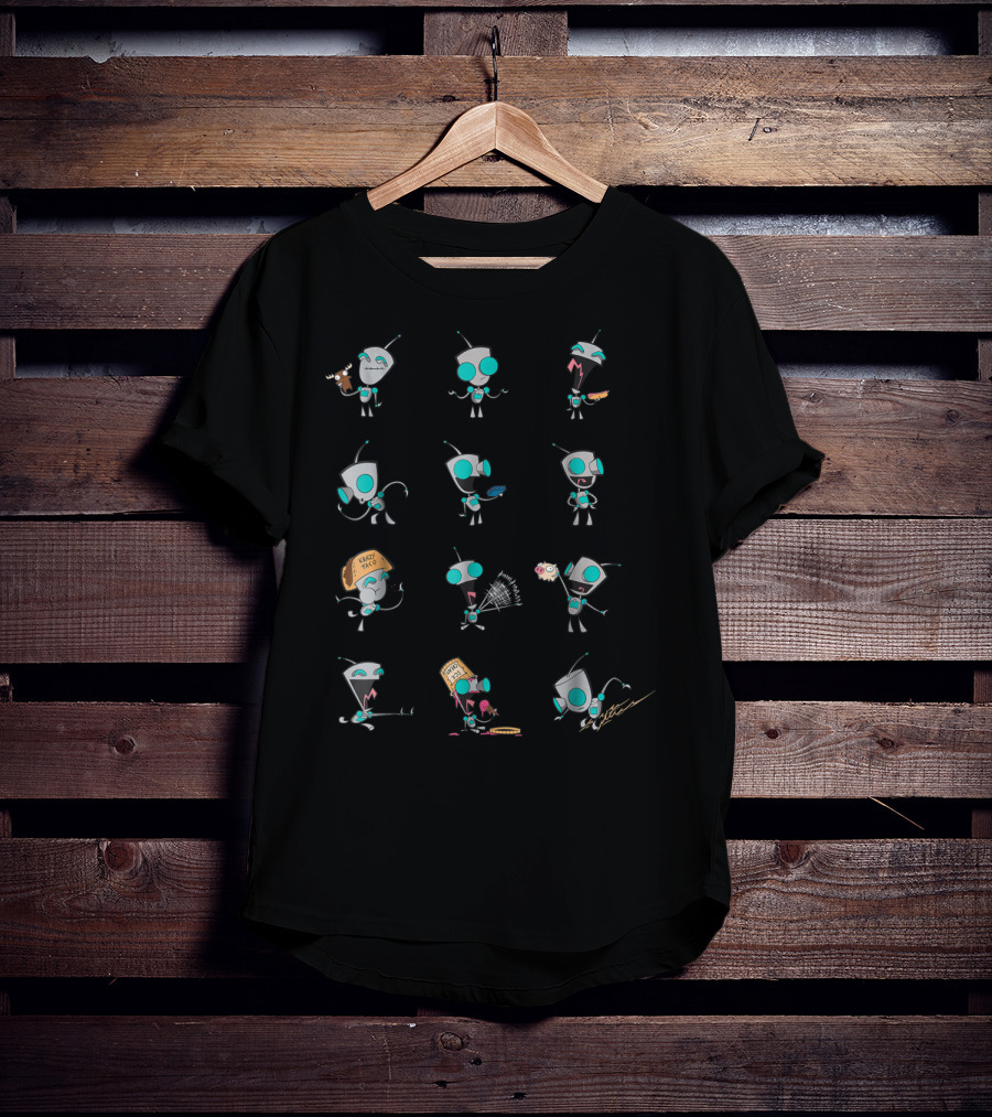 Nickelodeon Invader Zim Gir Expressive Poses With Tacos And Piggy T-Shirt