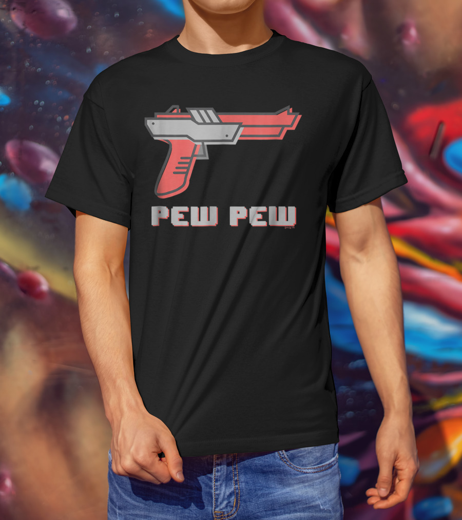 Pew Pew Retro Gaming Gun T-Shirt