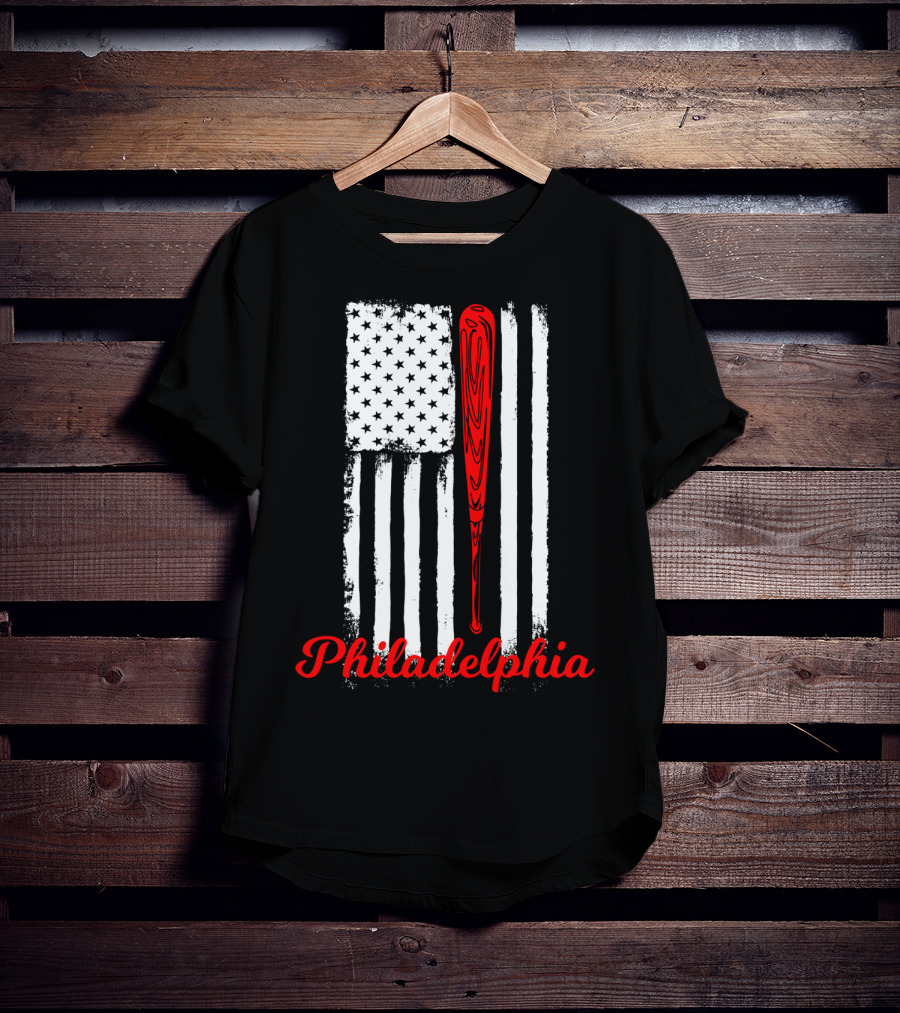 Philadelphia Baseball Flag American Bat T-Shirt