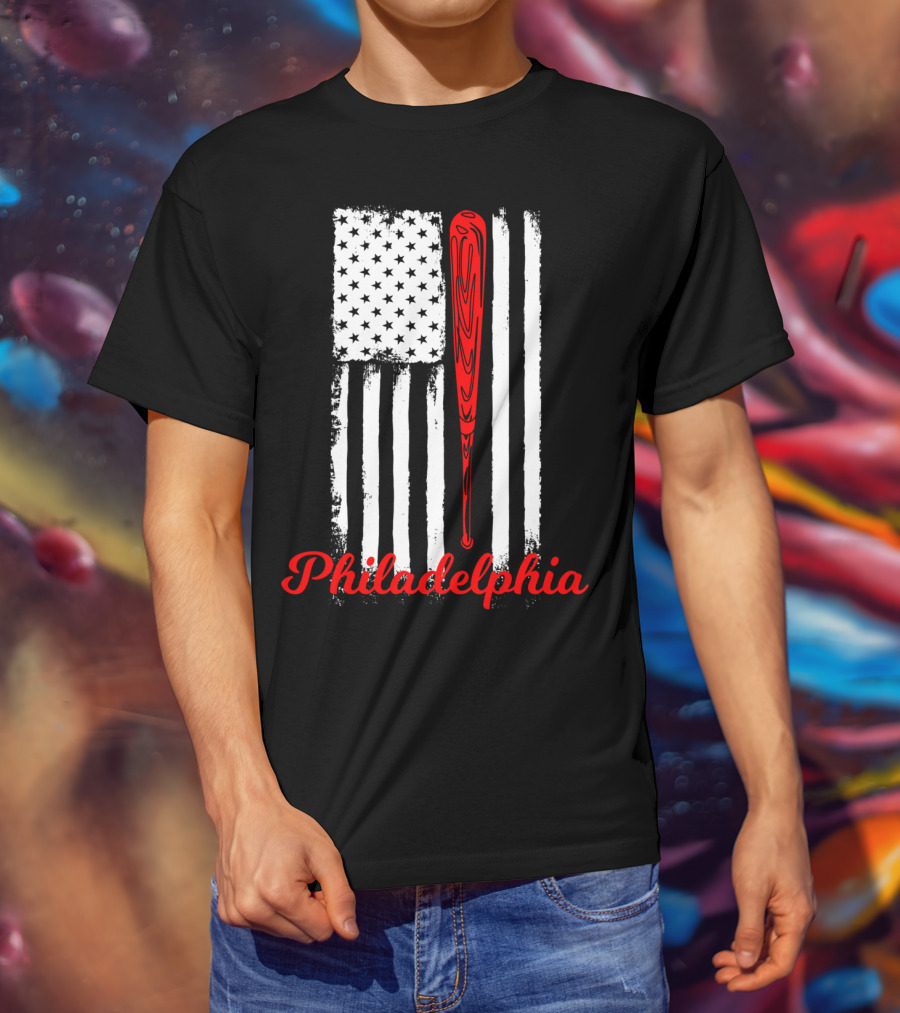Philadelphia Baseball Flag American Bat T-Shirt
