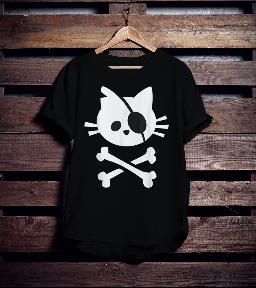 Pirate Cat Skull Crossbones T-Shirt