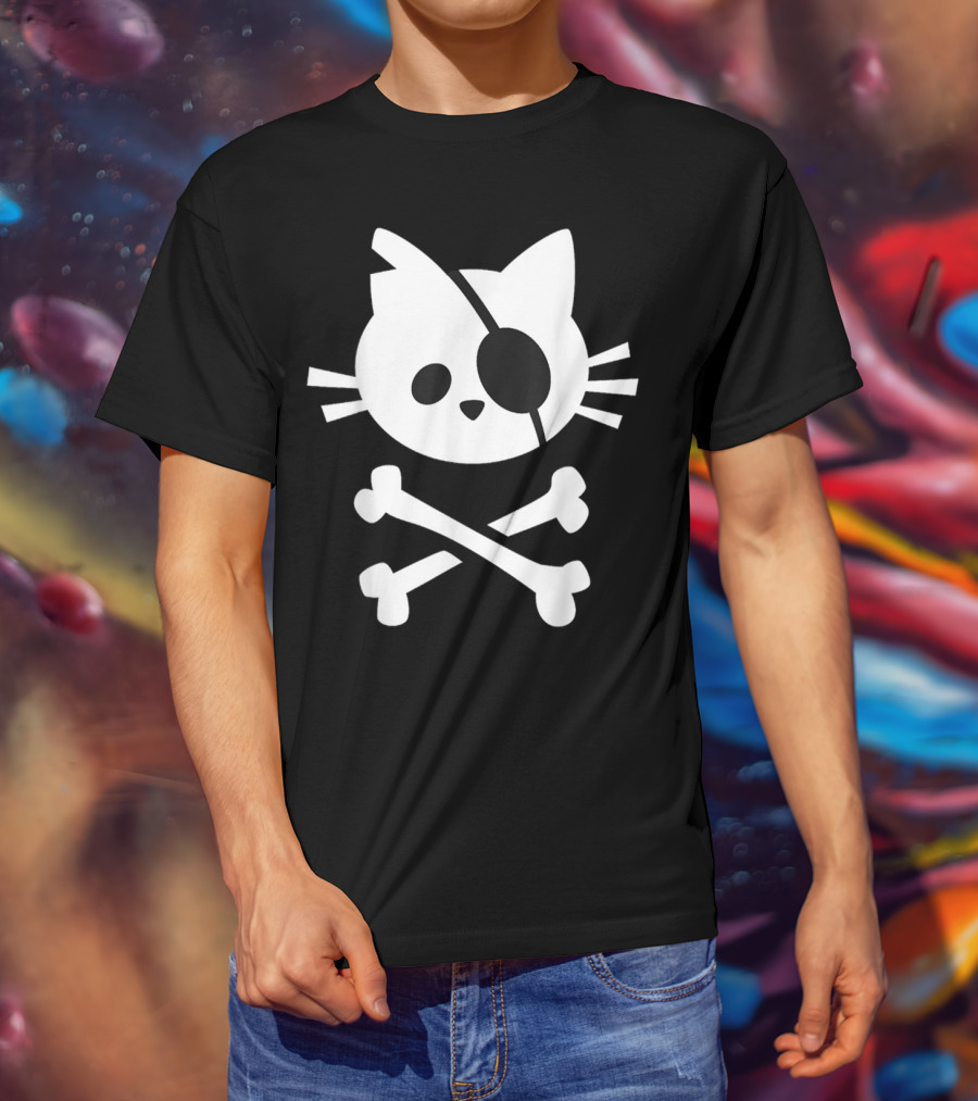 Pirate Cat Skull Crossbones T-Shirt