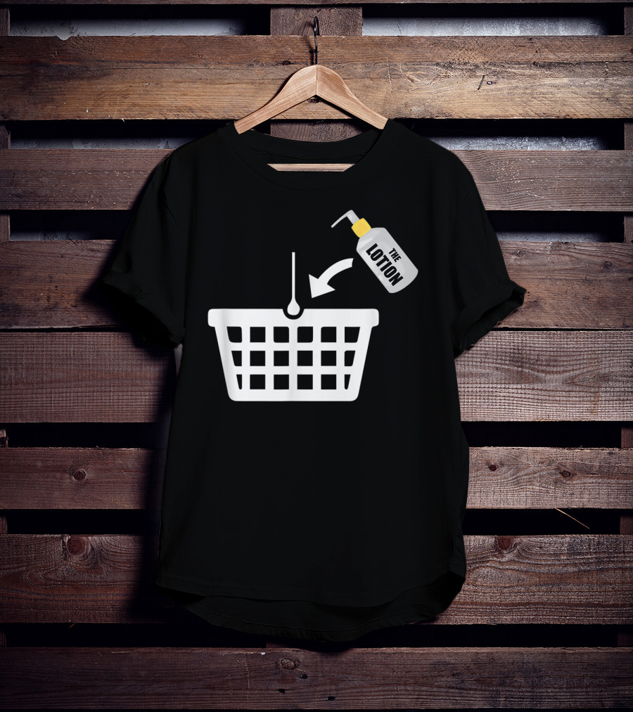 Put The Lotion In The Basket Icon With Pump Bottle And Arrow T-Shirt