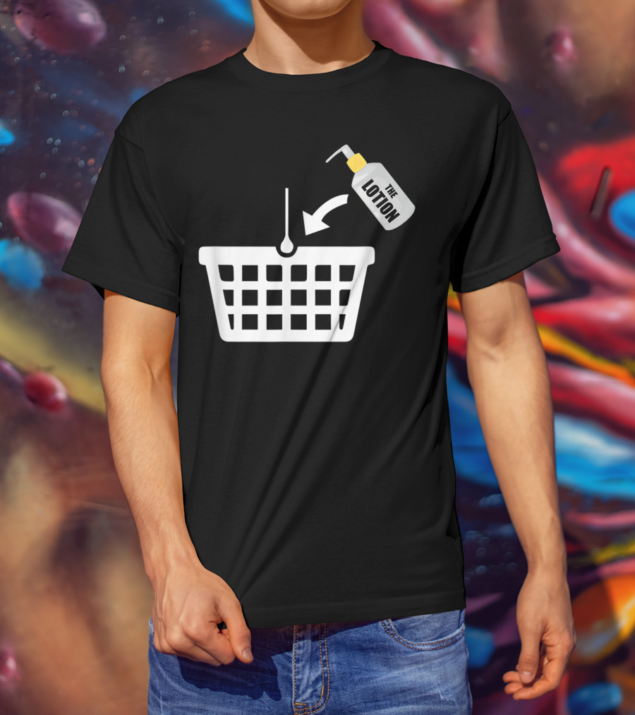 Put The Lotion In The Basket Icon With Pump Bottle And Arrow T-Shirt
