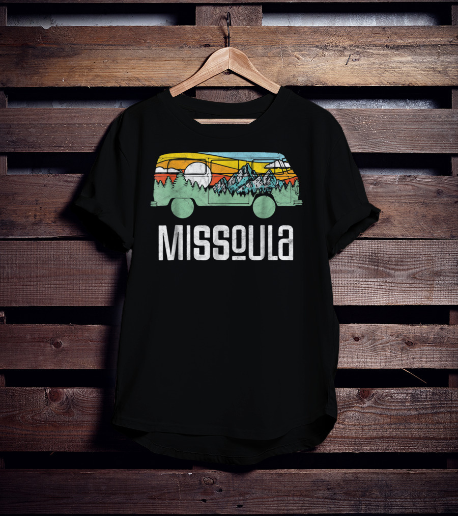 Missoula Montana Retro Hippie Van Nature Scene T-Shirt