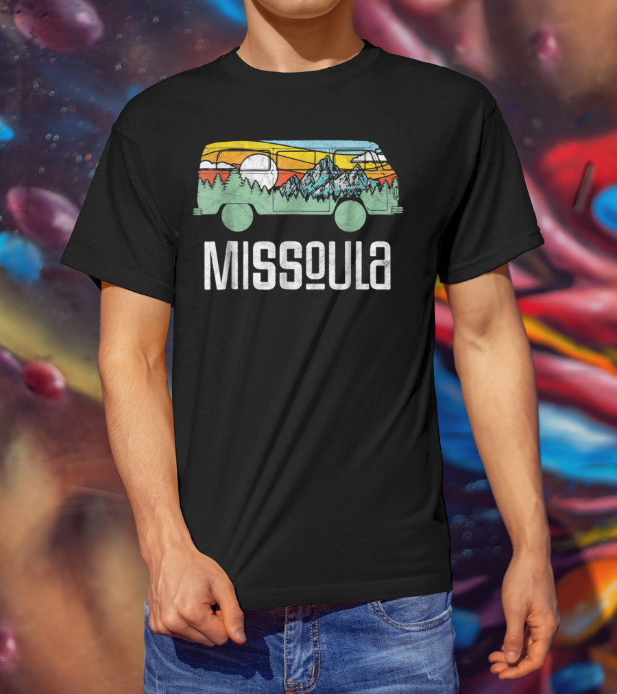 Missoula Montana Retro Hippie Van Nature Scene T-Shirt