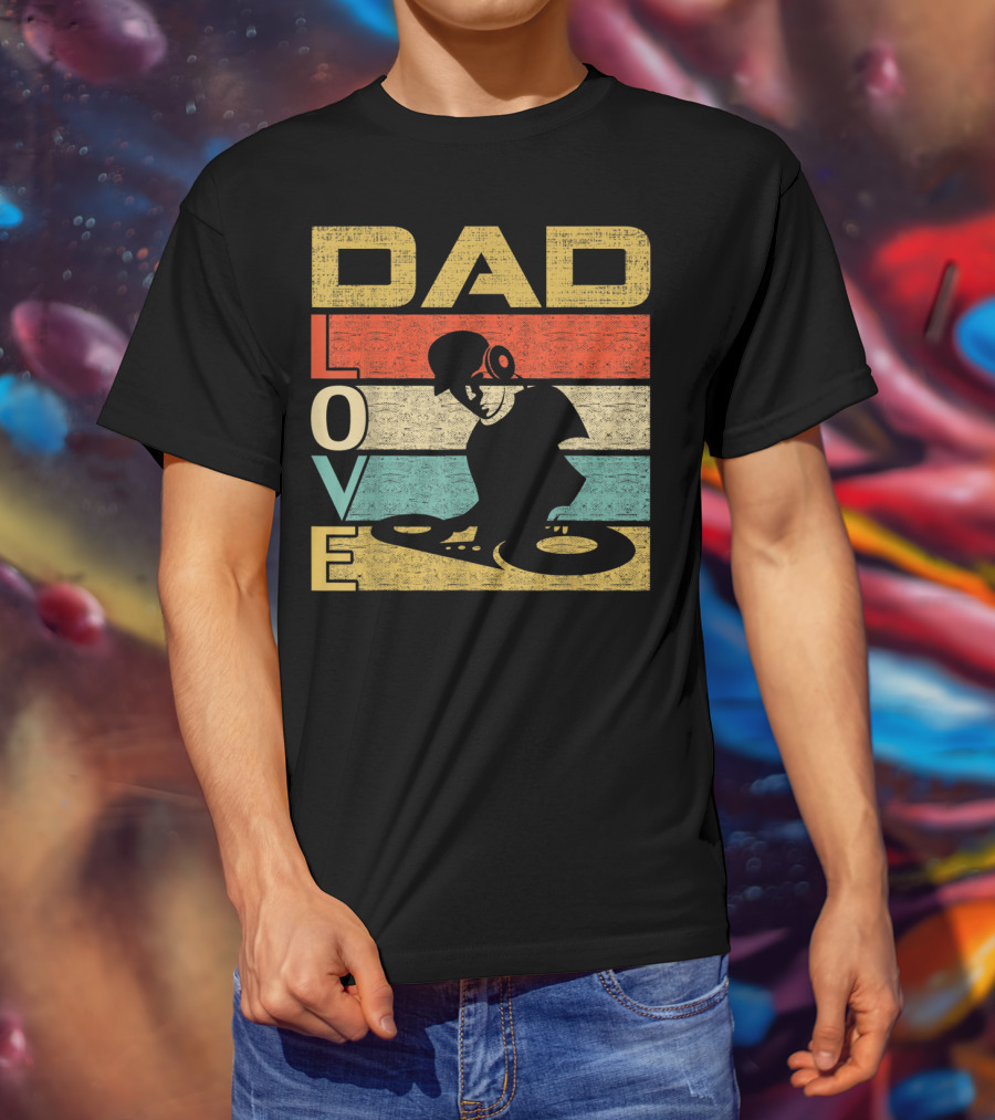 Retro Vintage Dad Love DJ Deejay Funny Father's T-Shirt