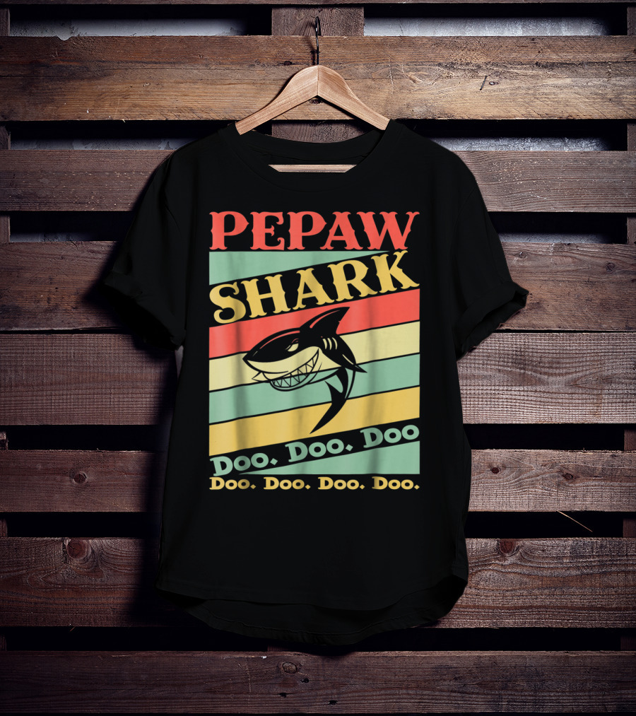 PEPAW SHARK Doo Doo Doo Retro Vintage T-Shirt