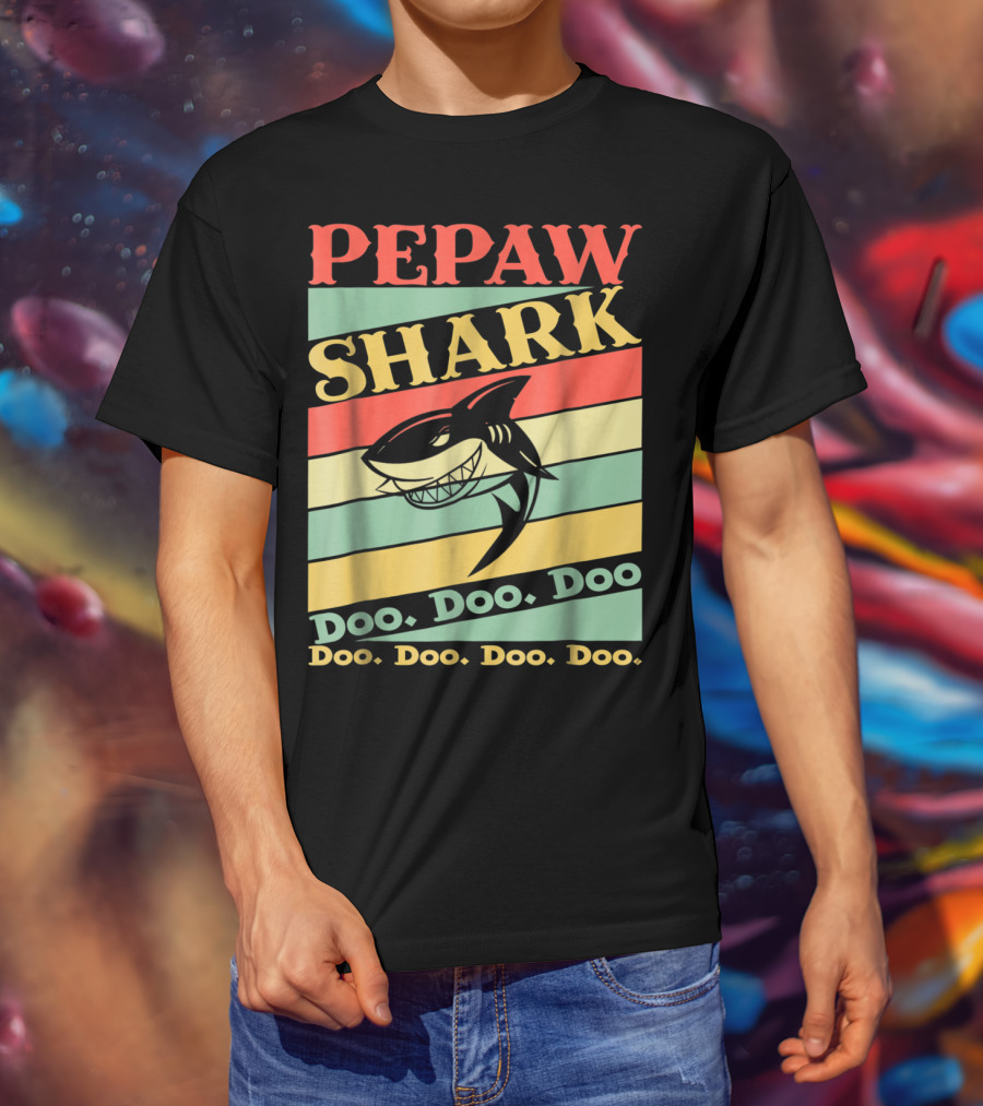 PEPAW SHARK Doo Doo Doo Retro Vintage T-Shirt