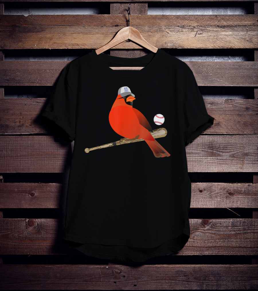 Saint Louis Red Cardinal Baseball Bat And Cap T-Shirt