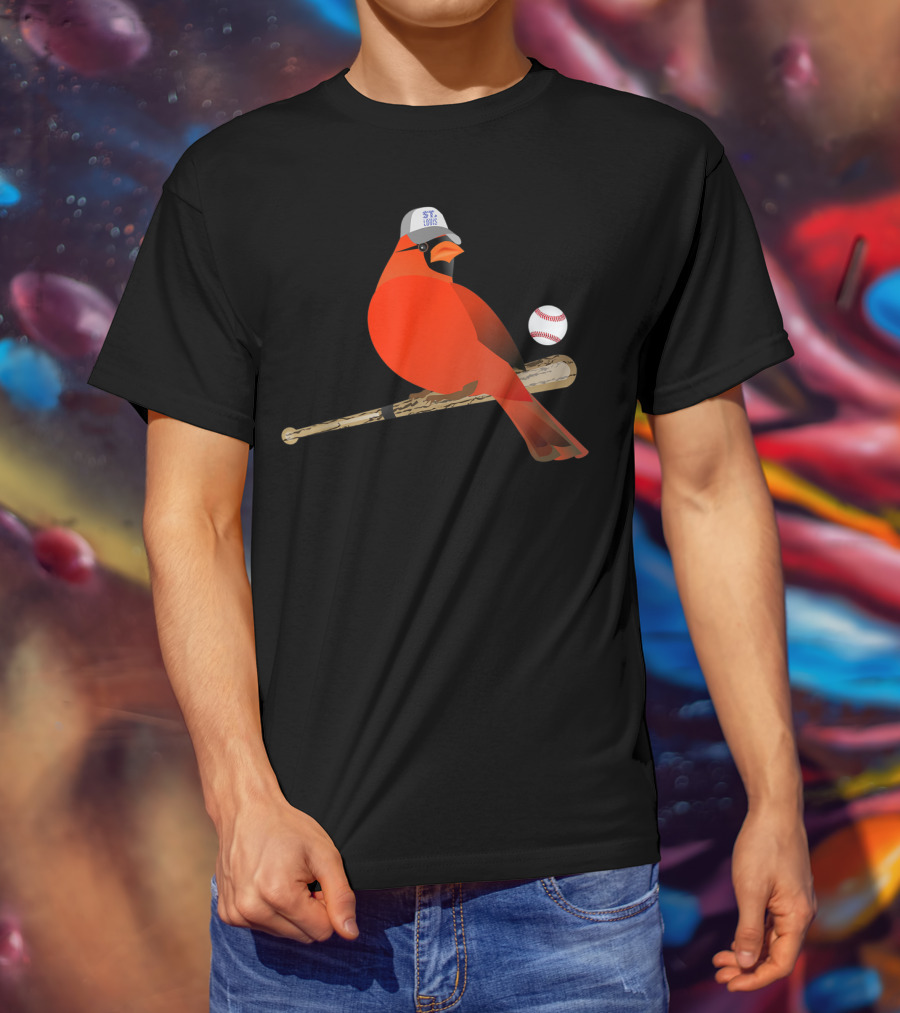 Saint Louis Red Cardinal Baseball Bat And Cap T-Shirt