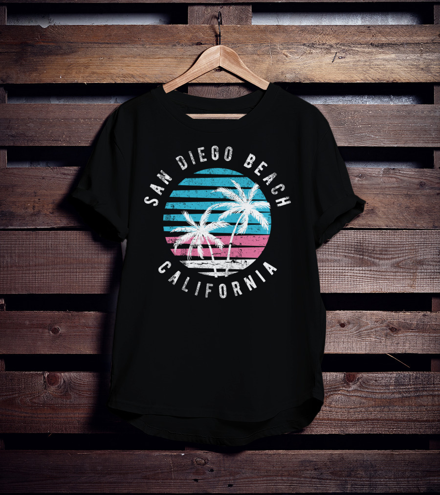 San Diego Beach California Surf Sunset Palm Trees T-Shirt