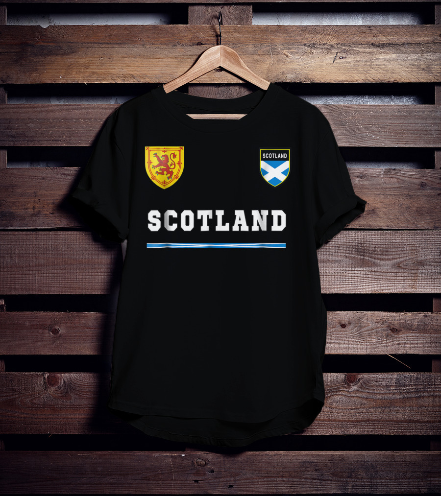 Scotland Soccer Jersey Flag With Scottish Lion And Saltire Badges T-Shirt
