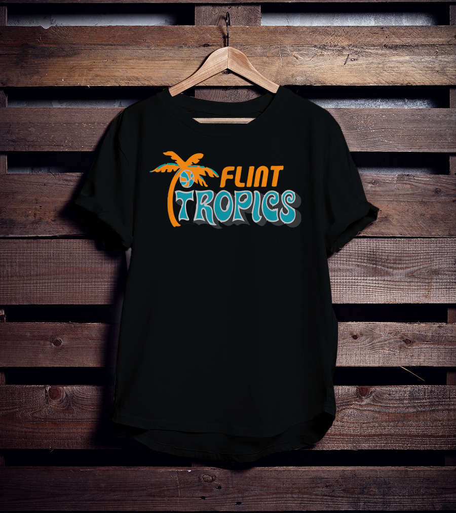 Semi Pro Jackie Moon Flint Tropics Basketball Logo Palm Tree T-Shirt
