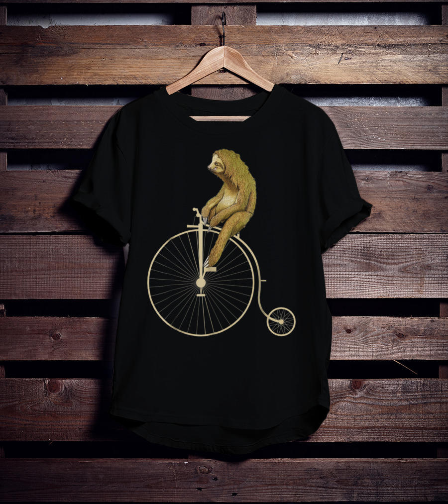 Sloth Riding A Vintage Penny Farthing Bicycle T-Shirt