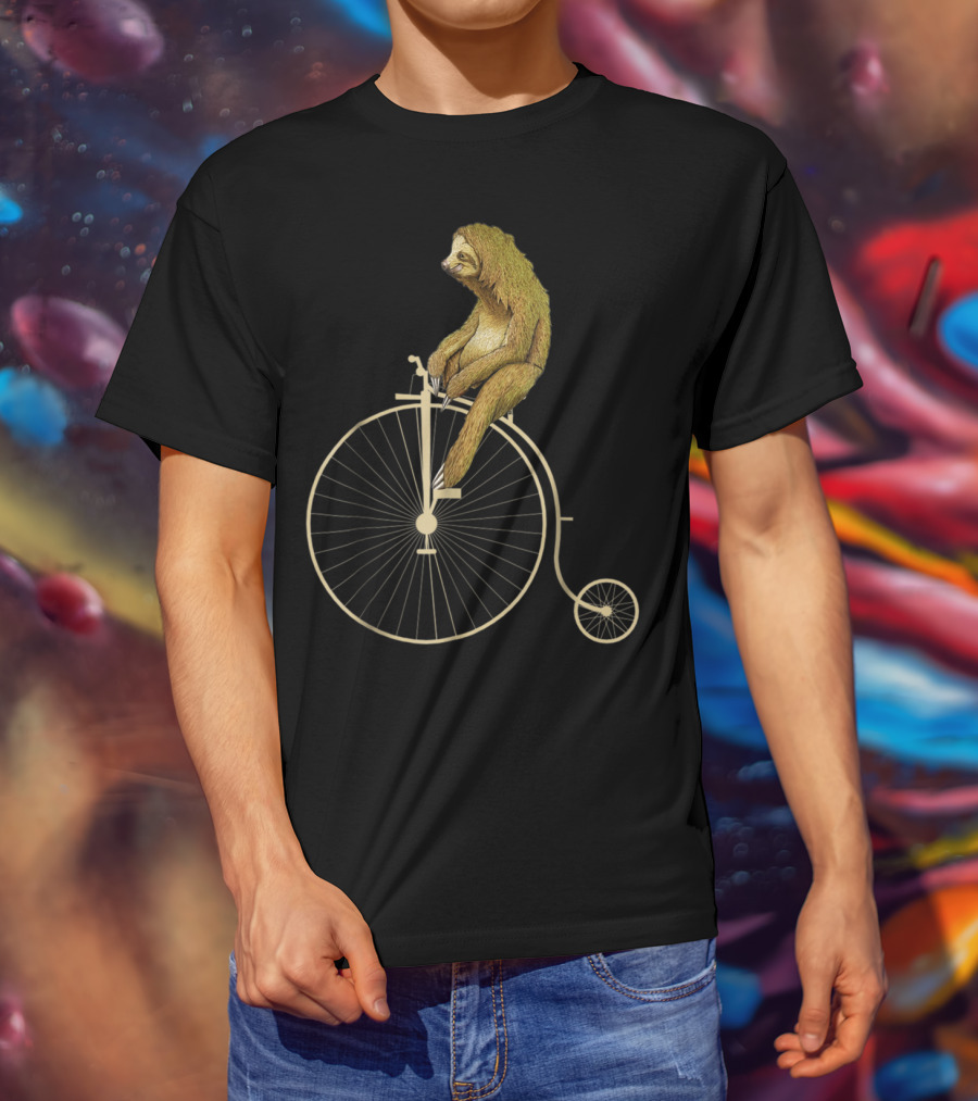 Sloth Riding A Vintage Penny Farthing Bicycle T-Shirt