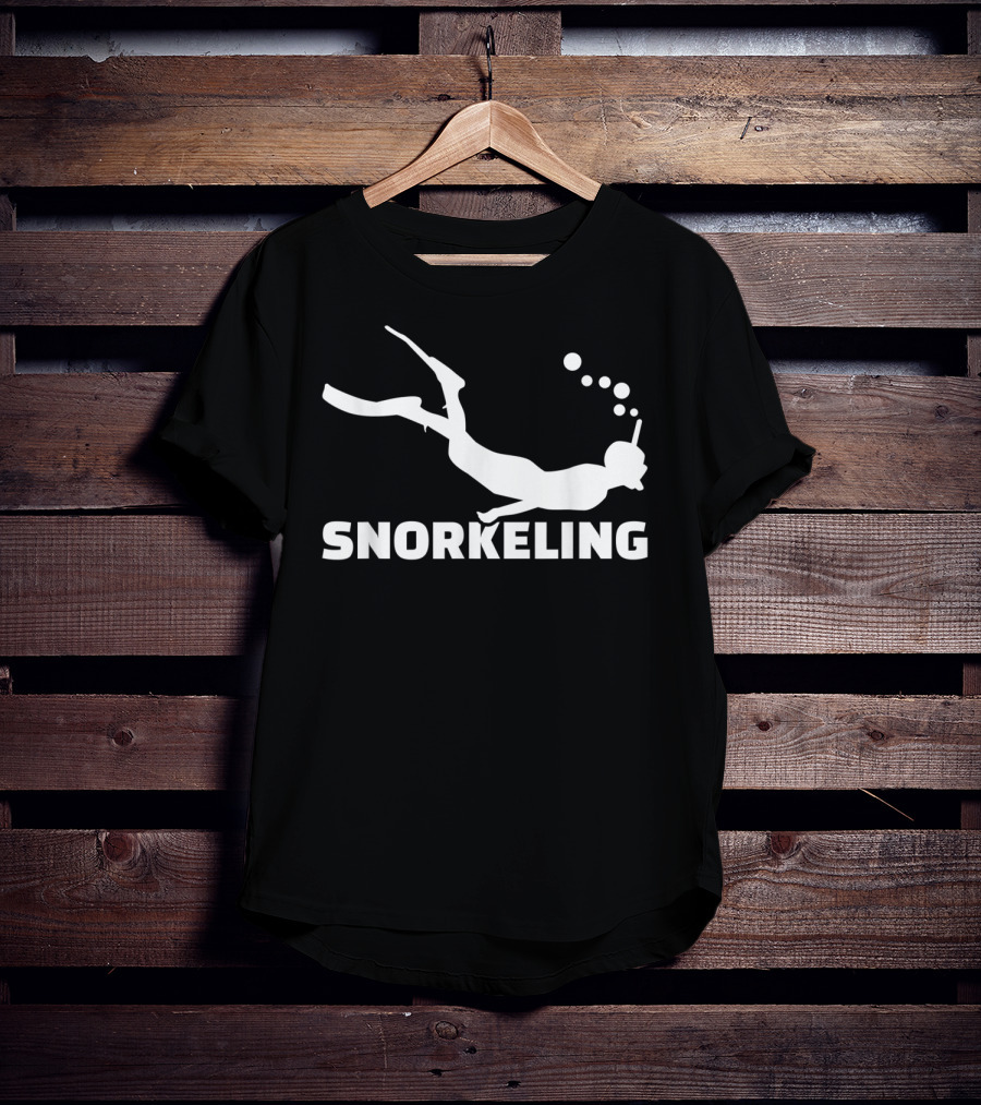 Snorkeling Diver Silhouette With Bubbles T-Shirt