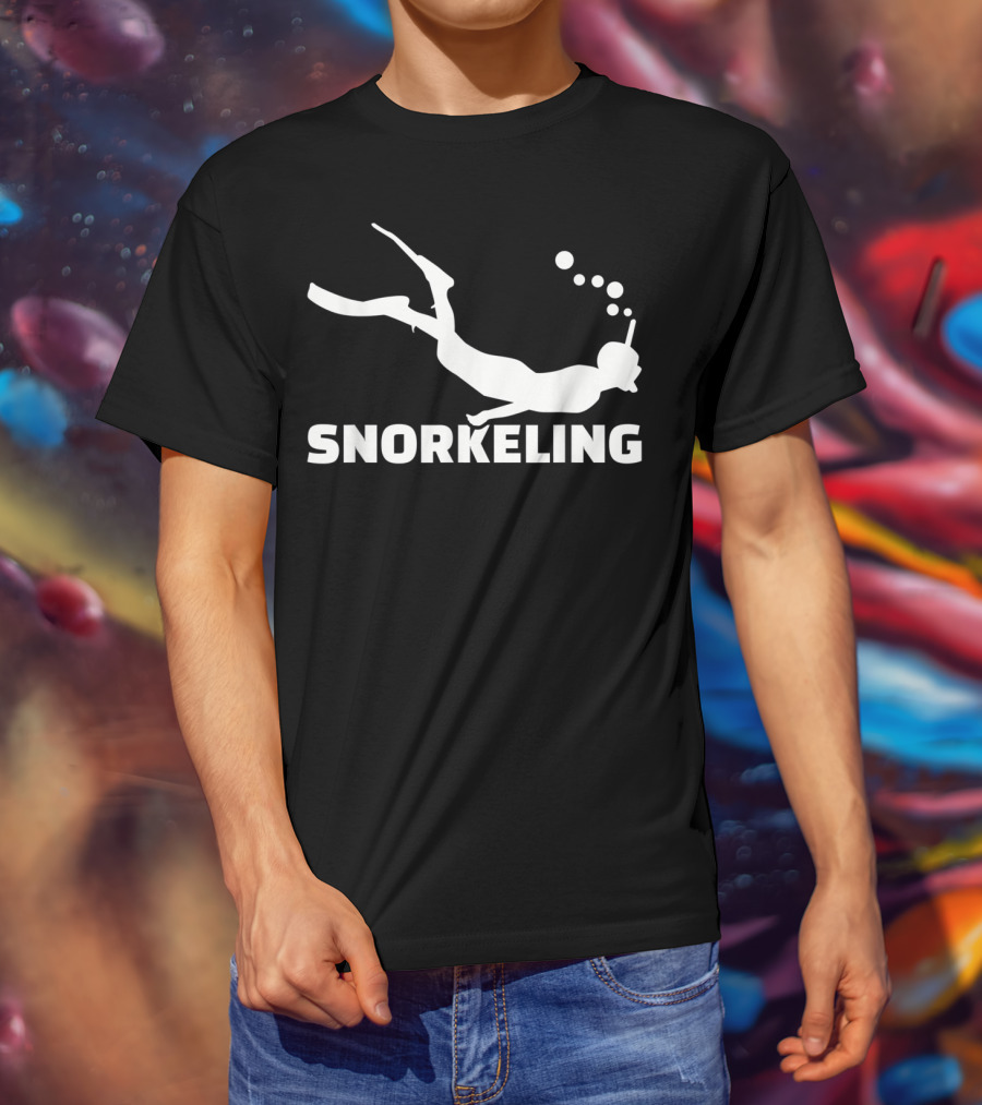 Snorkeling Diver Silhouette With Bubbles T-Shirt