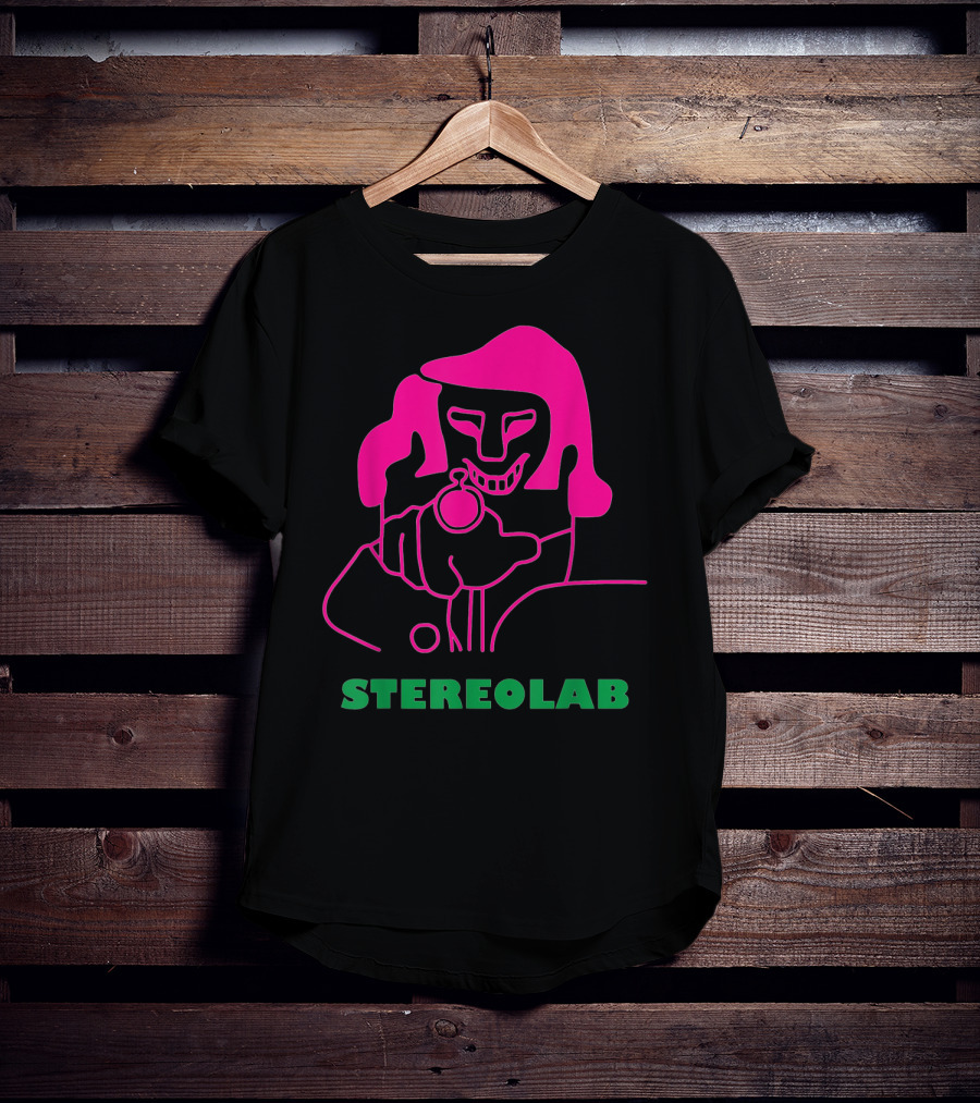 Stereolab Pink Abstract Figure Holding Stopwatch T-Shirt