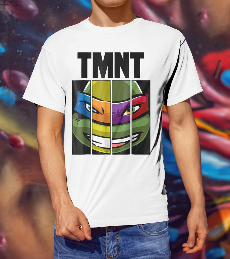 TMNT Turtle Faces Colorful Bandana Mashup T-Shirt