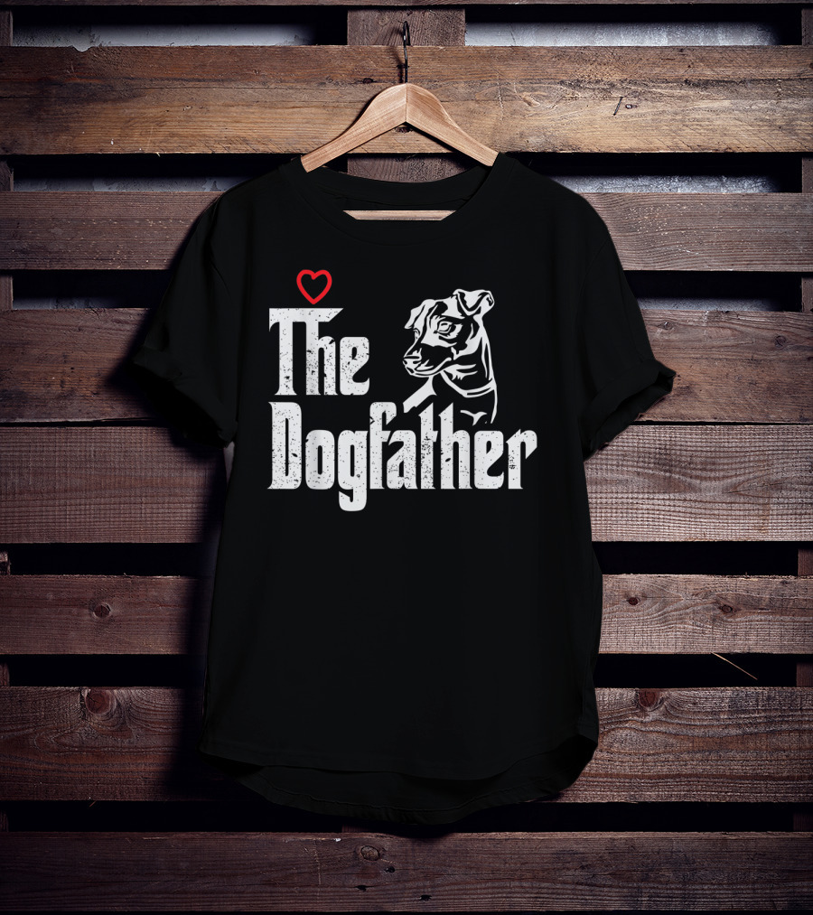 The Dogfather Jack Russell Dog Dad Father With Heart T-Shirt