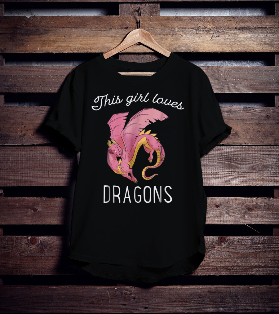 This Girl Loves Dragons Cute Pink Flying Dragon T-Shirt