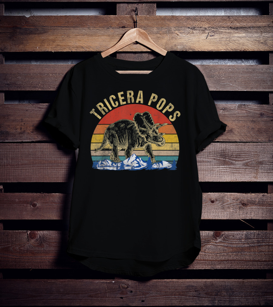 Tricera Pops Dinosaur Dad Triceratops Vintage T-Shirt