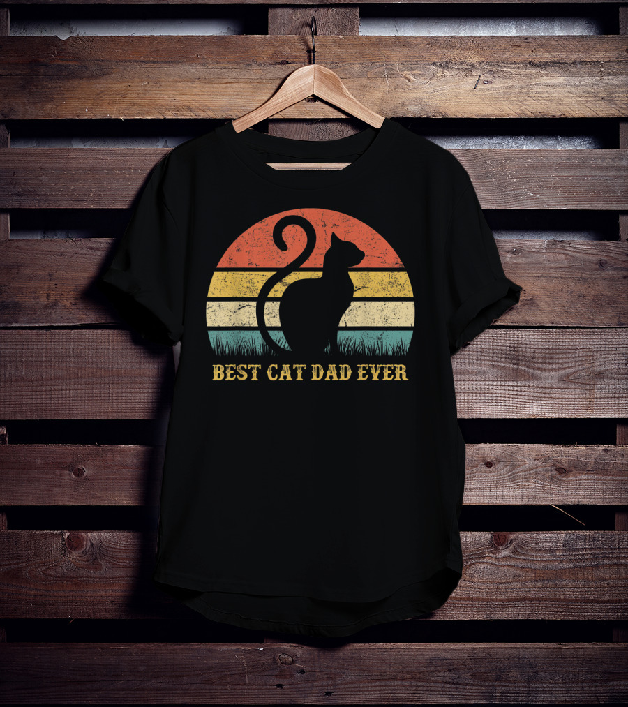 Best Cat Dad Ever Vintage Cat Daddy Father T-Shirt