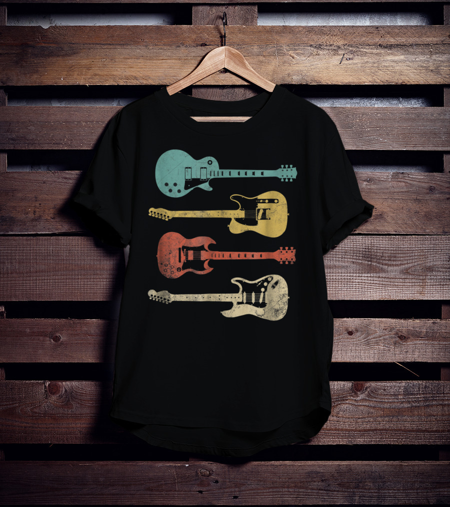 Vintage Classic Colorful Electric Guitars Collection T-Shirt