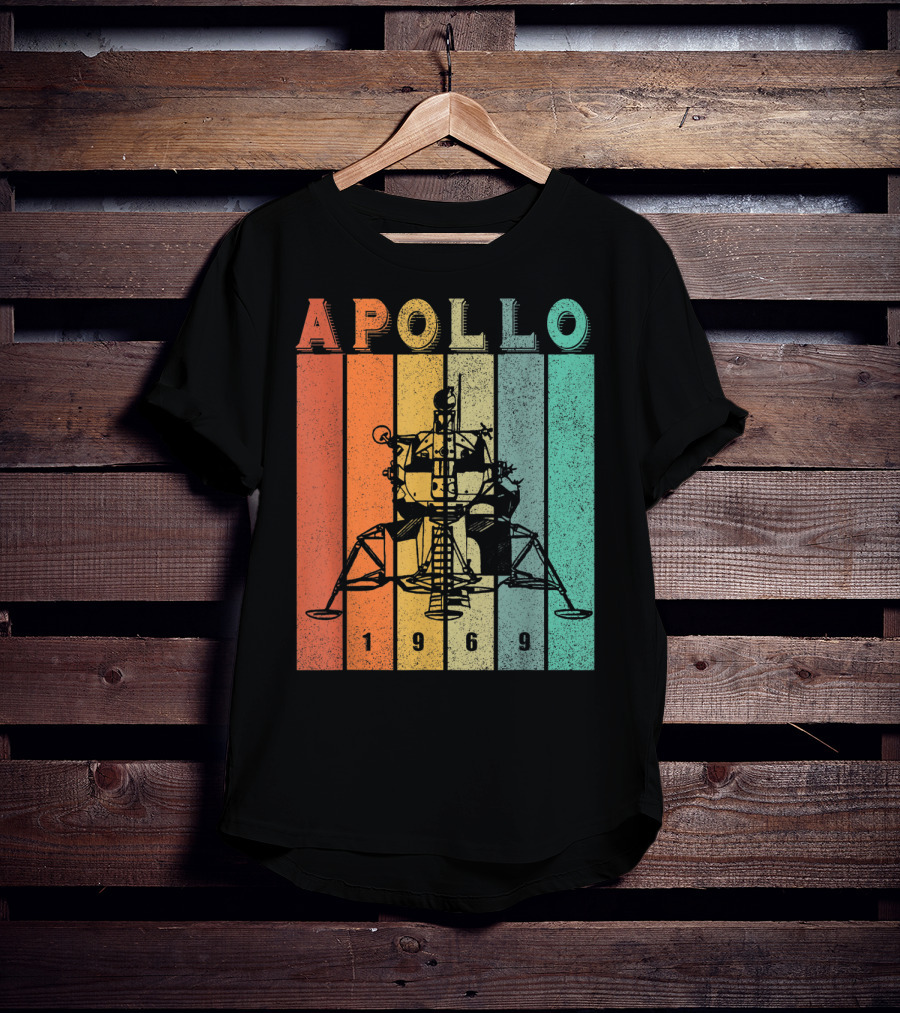 Apollo 1969 Lunar Module Vintage Retro Stripes T-Shirt