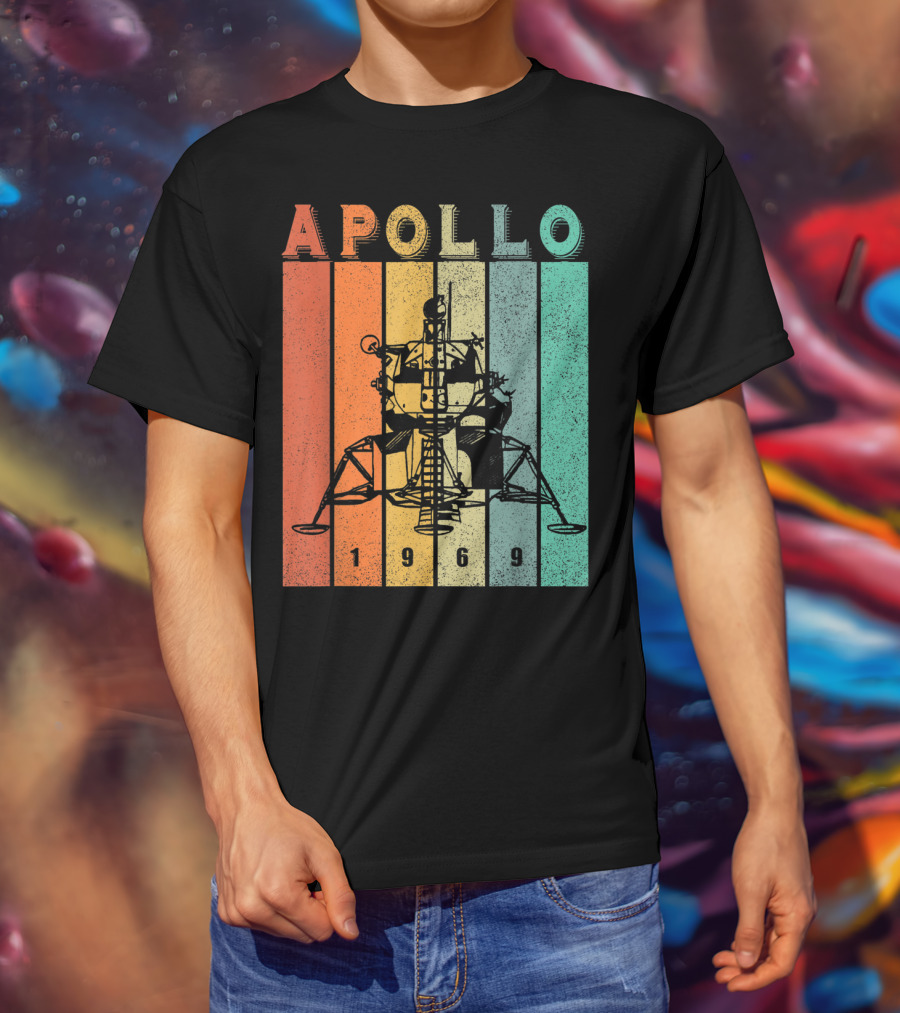 Apollo 1969 Lunar Module Vintage Retro Stripes T-Shirt