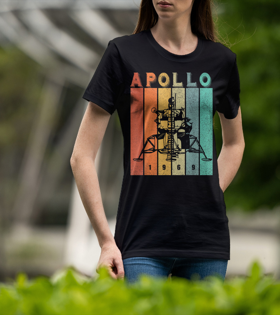Apollo 1969 Lunar Module Vintage Retro Stripes T-Shirt