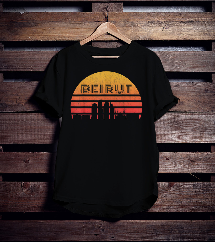 Vintage Beirut Lebanon Skyline Sunset T-Shirt