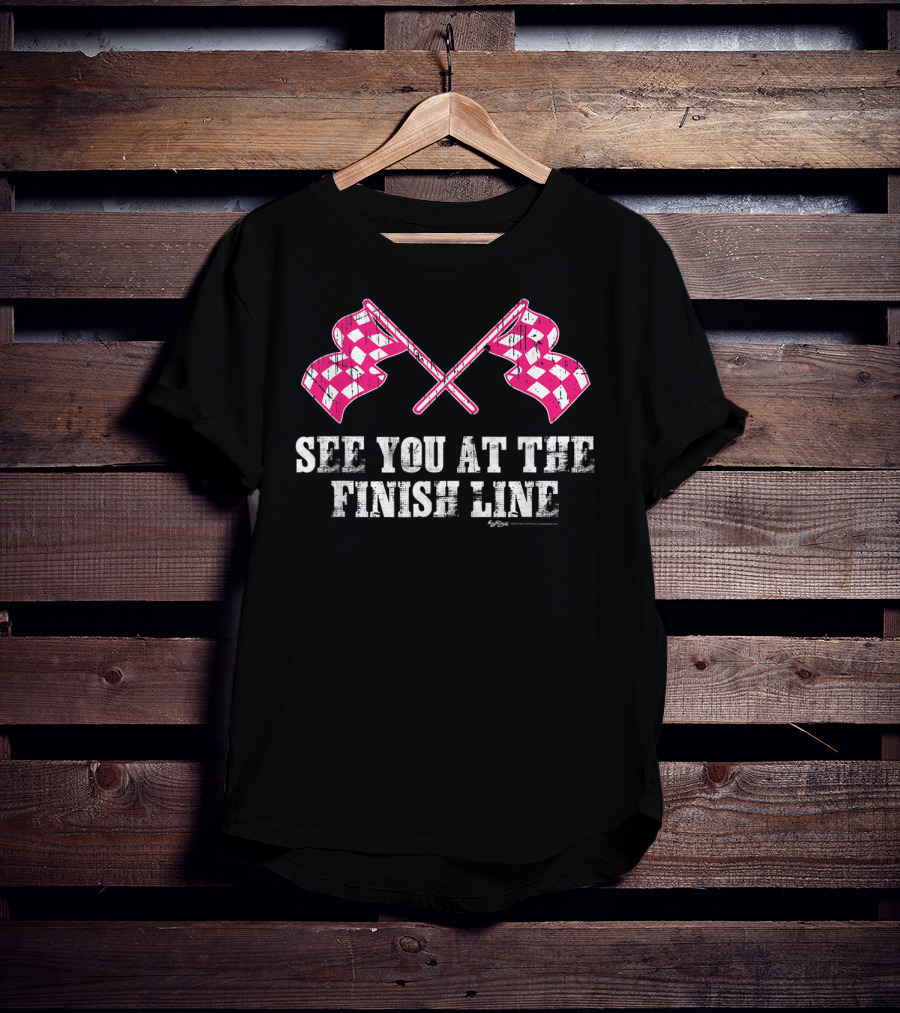 Vintage See You At The Finish Line Pink Checkered Flags T-Shirt