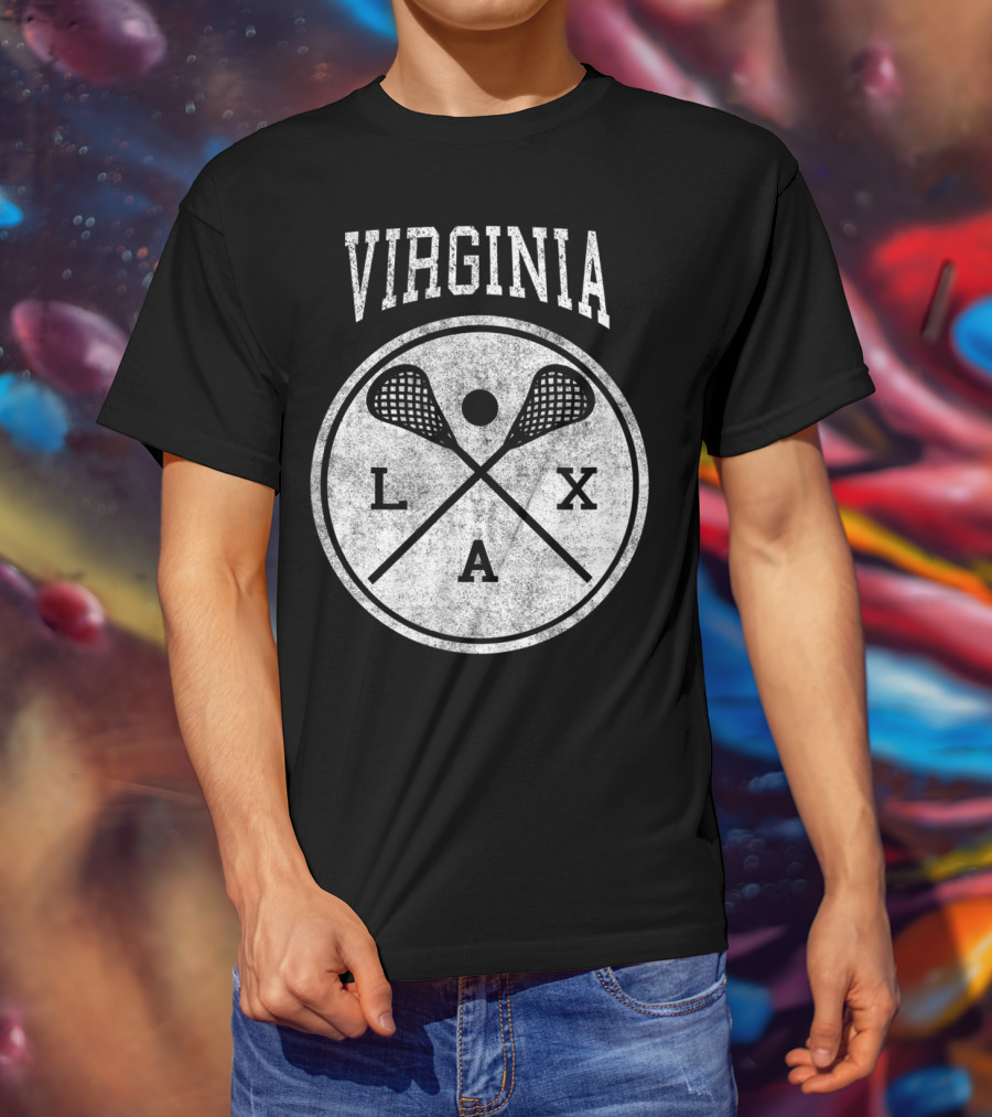 Virginia LAX Vintage Lacrosse Crossed Sticks Circle T-Shirt