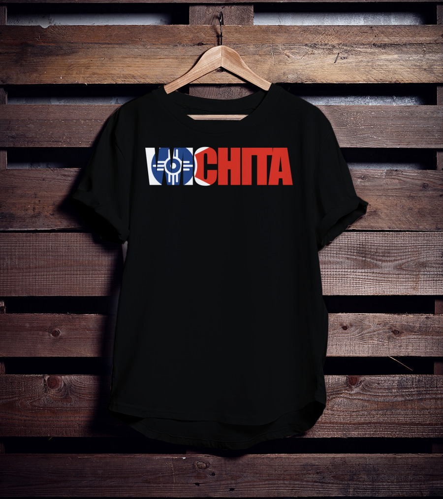 Wichita Kansas Flag Typography T-Shirt