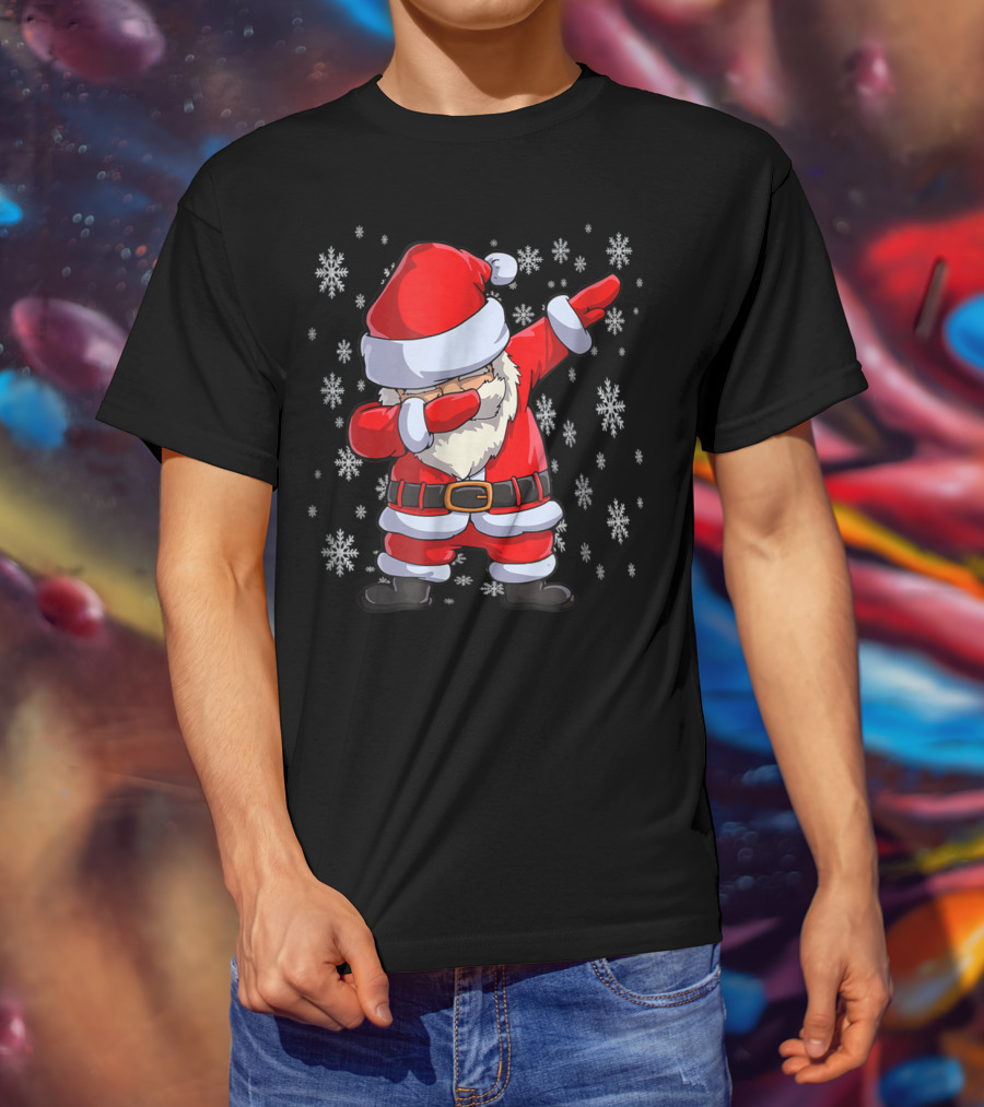 Dabbing Santa Funny Christmas Flossing Snowflakes T-Shirt