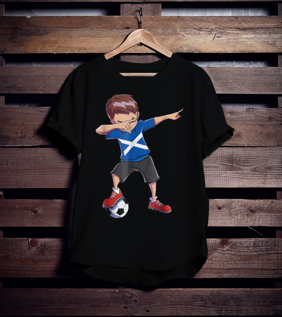 Dabbing Soccer Boys Scottish Flag Football Scotland T-Shirt