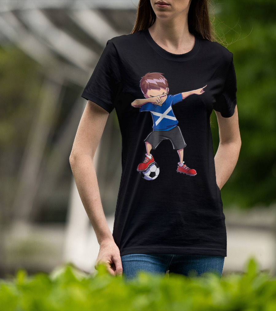 Dabbing Soccer Boys Scottish Flag Football Scotland T-Shirt