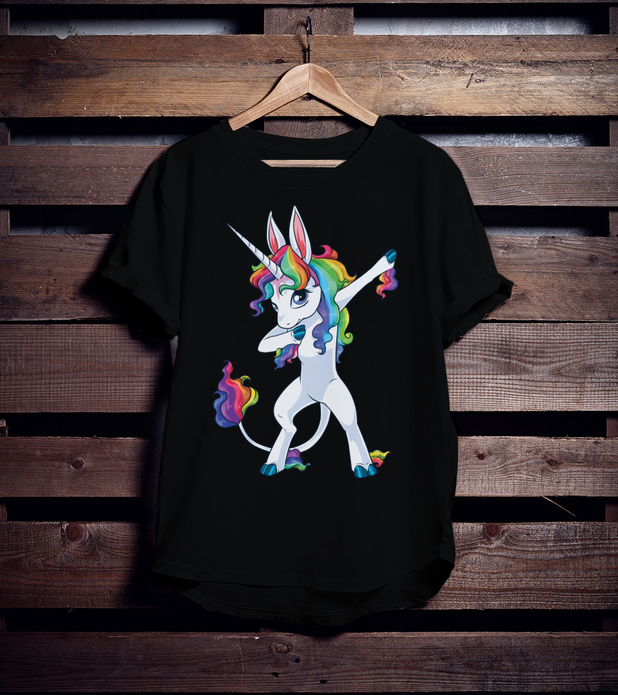 Dabbing Unicorn Party Squad Rainbow Dab T-Shirt