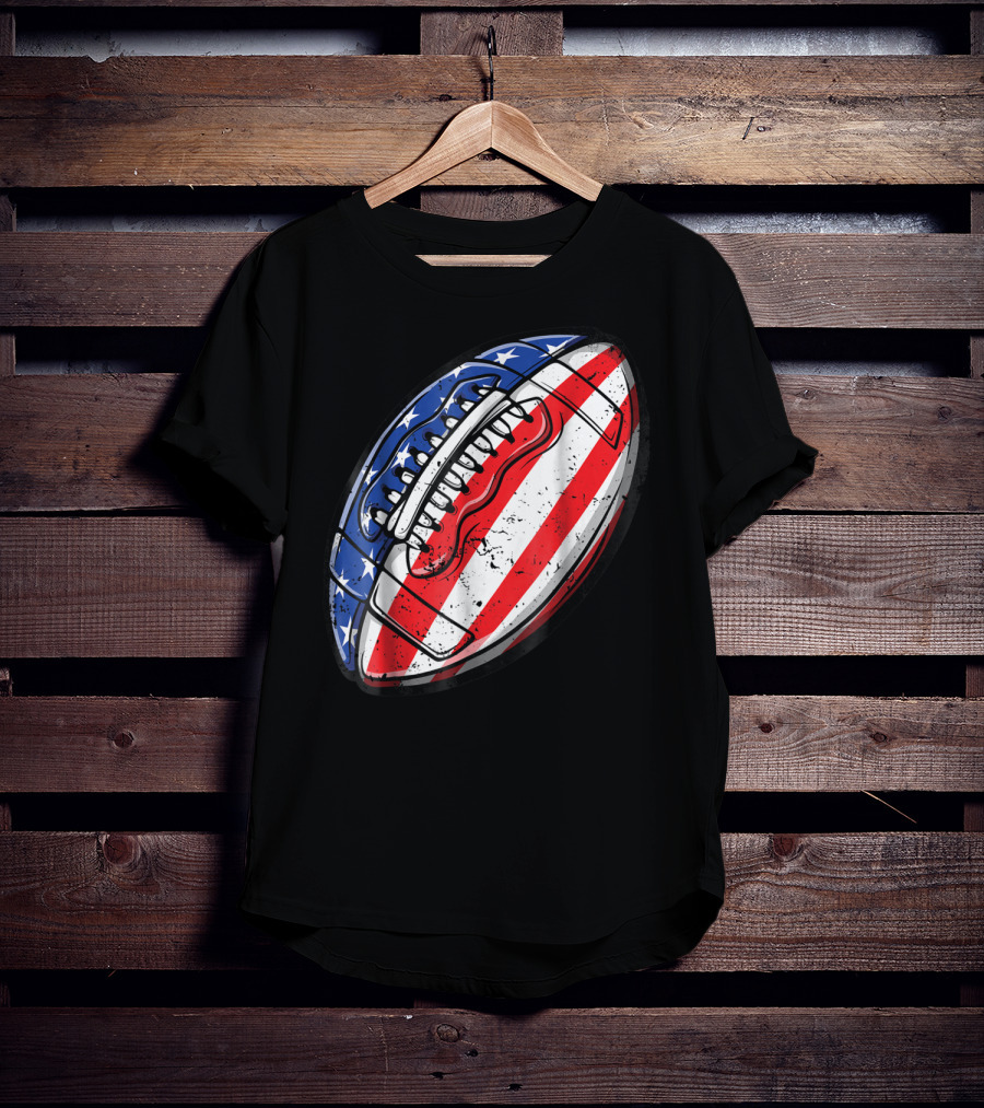 American Flag Football Fourth Of July T-Shirt