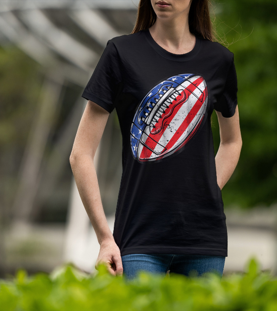 American Flag Football Fourth Of July T-Shirt