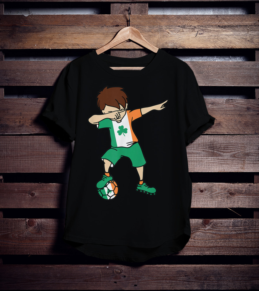 Dabbing Irish Soccer Clover Saint Patrick's Day T-Shirt