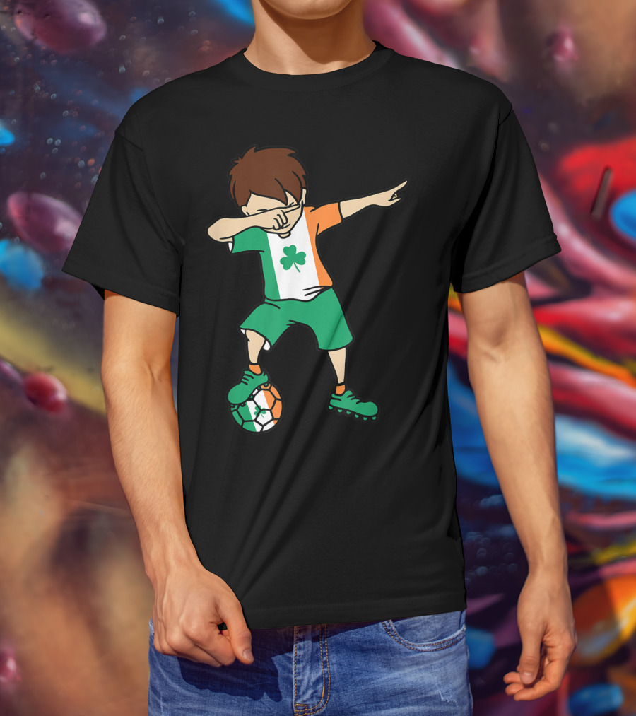 Dabbing Irish Soccer Clover Saint Patrick's Day T-Shirt